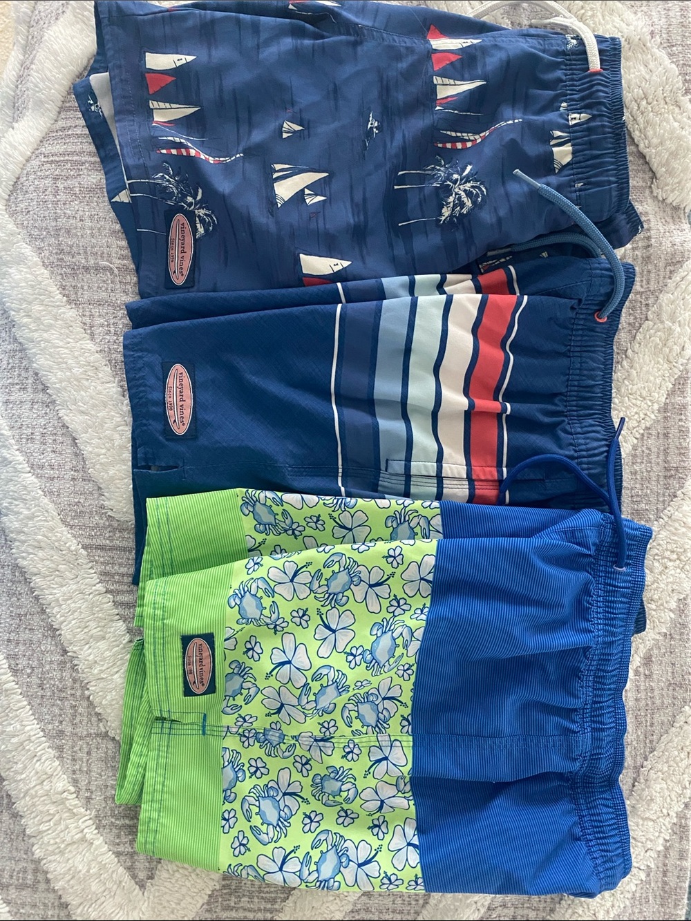Vineyard Vines Boys Blue, Navy & Green Mix Swim Trunks Set
